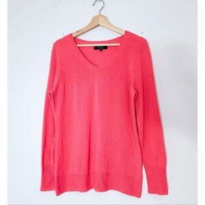 Alex Marie 100% Cashmere Salmon Colored V-Neck Cashmere Pullover Sweater Size XL